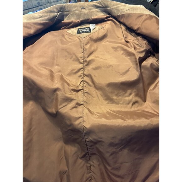 Vintage Womens Double-Breasted Genuine Leather Blazer Jacket Size XL Tan Made In - Picture 9 of 14